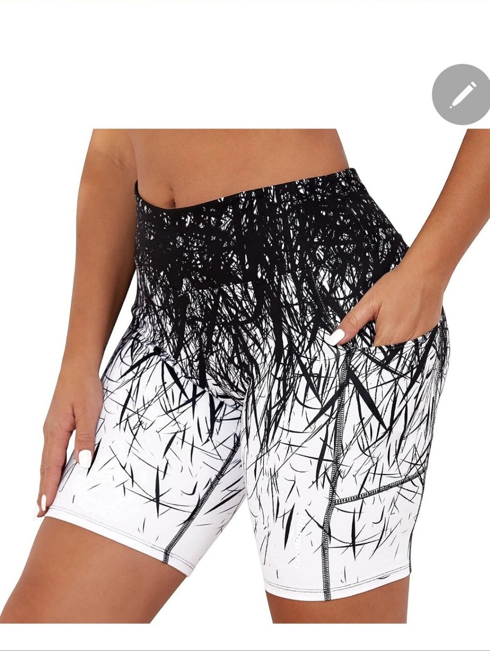 Women's Yogo Shorts Black & White Abstract Print
